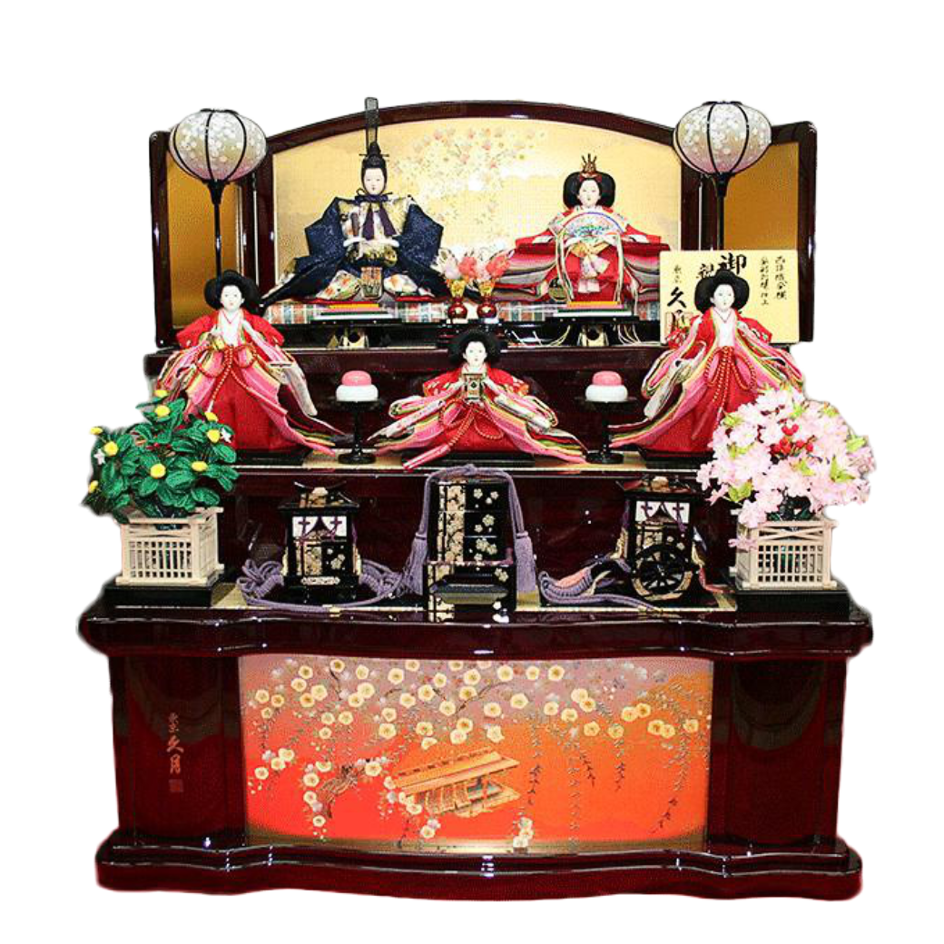 久月　塗三段　五人飾り「御園雛」