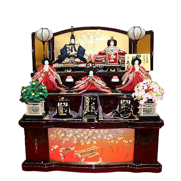 久月　塗三段　五人飾り「御園雛」