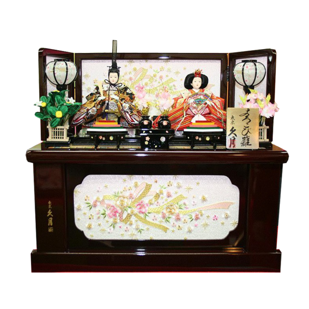 久月　花リボン柄収納　よろこび　親王飾り