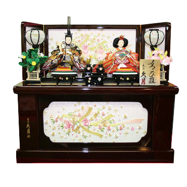 久月　花リボン柄収納　よろこび　親王飾り