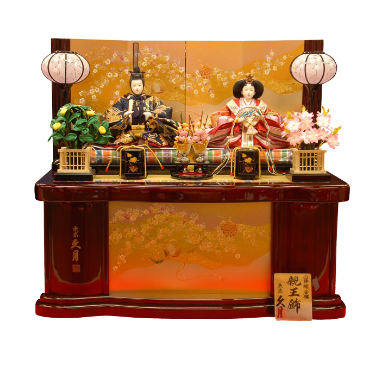 久月　西陣織金欄収納　親王飾り