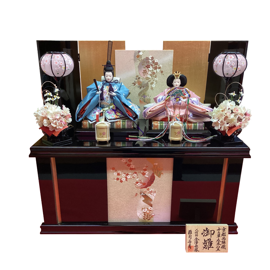 長月　金澤永鳳作　四君子収納　親王飾り