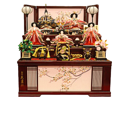 久月　皇雅雛収納　三段五人飾り