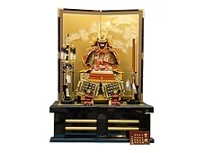 平安道翠作 本金箔松二曲屏風 長鍬形10号 京鎧金二引高床台飾り